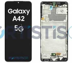 Samsung Galaxy A42 5G Black Screen - Οθόνη & Μηχανισμός Αφής με Πλαίσιο GH82-24376A GH82-24375A