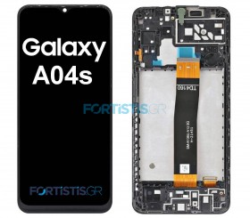 Samsung Galaxy A04S Black Οθόνη με Μηχανισμός Αφής και Πλαίσιο SM-A047F GH82-29805A