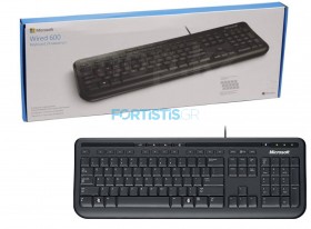 Microsoft Wired Keyboard 600  - Ενσύρματο Πληκτρολόγιο Black Ελληνικό