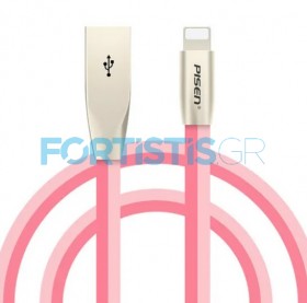 PISEN Charging and Data Cable USB to Lightning 1m - Pink